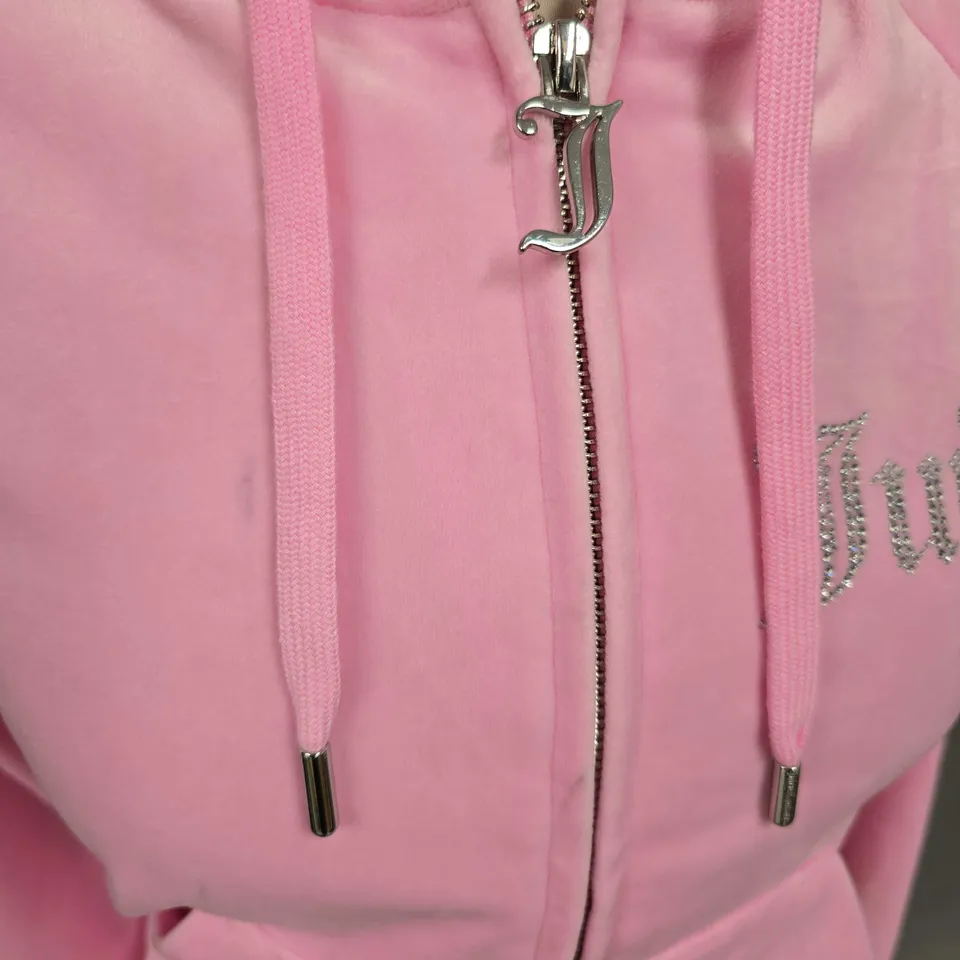 JUICY COUTURE VELOUR RHINESTONE TRACKSUIT JACKET IN PINK SIZE XXS