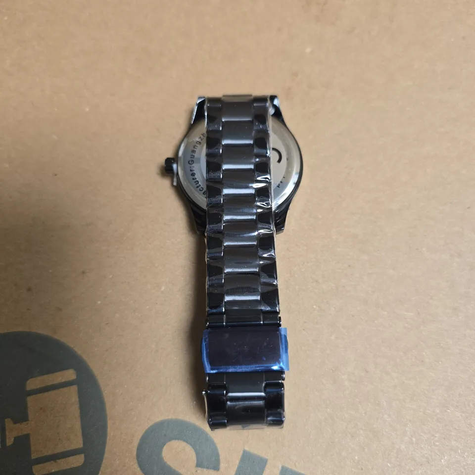 LIGE SKELETON DIAL STAINLESS STEEL WATCH WITH BLACK BRACELET SPINNING DETAIL DIAL