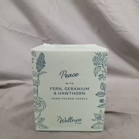 PEACE HAND-POURED CANDLE – FERN, GERANIUM & HAWTHORN (THE WELLNESS RANGE)