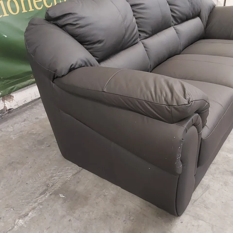 DESIGNER MADRAS 3 SEATER LEATHER SOFA - CHOCOLATE BROWN