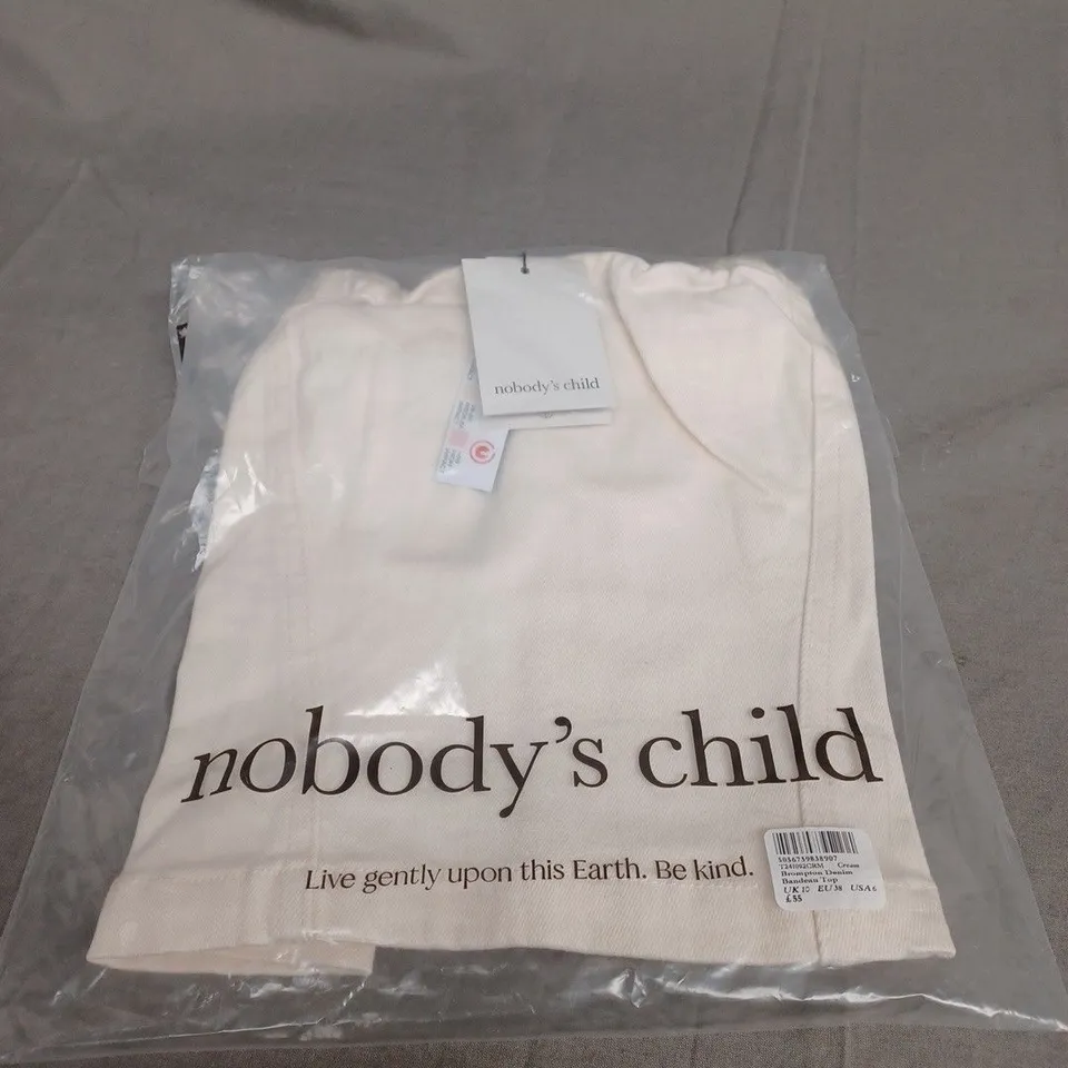 BAGGED NOBODYS CHILD BROMPTON DENIM BANDEAU TOP SIZE 10