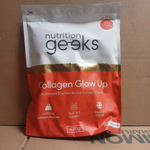 NUTRITION GEEKS COLLAGEN GLOW UP - HYDROLYSED BRAZILIAN BOVINE COLLAGEN POWDER (420G)