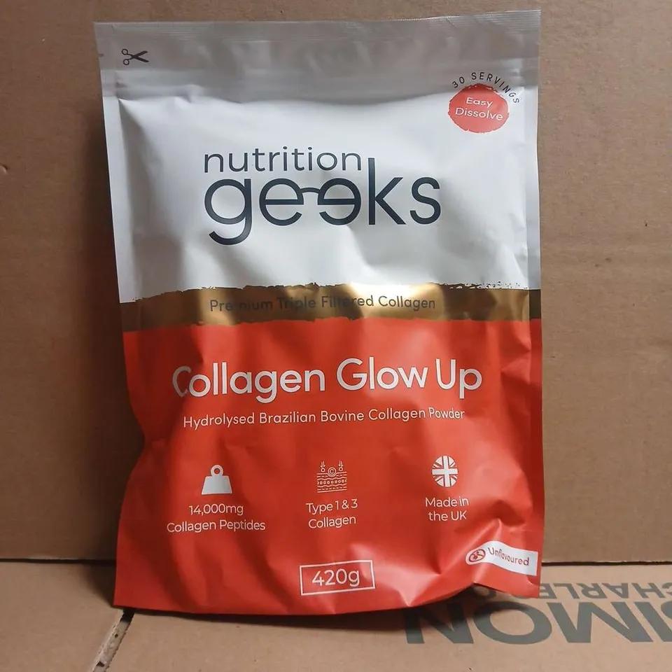 NUTRITION GEEKS COLLAGEN GLOW UP - HYDROLYSED BRAZILIAN BOVINE COLLAGEN POWDER (420G)