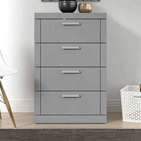 BOXED KIMBERLEY 4 DRAWER CHEST OF DRAWERS - COOL GREY (1 BOX)