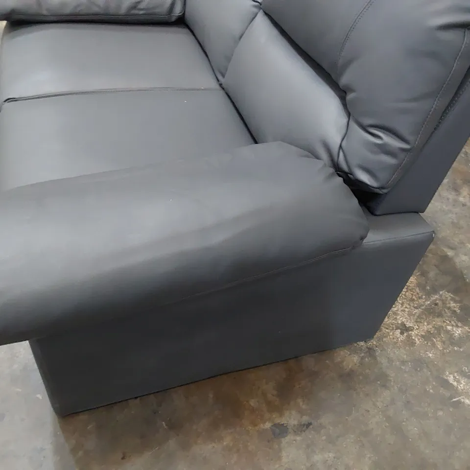 DESIGNER TWO SEATER SOFA GREY LEATHER 
