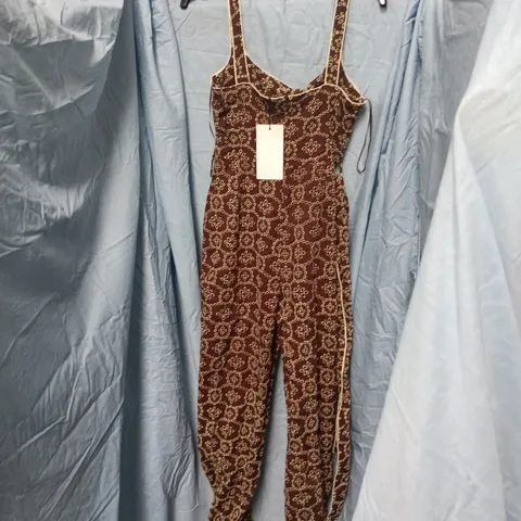 ZARA WOMENβS JUMPSUIT β BROWN PATTERNED, SLEEVELESS, XS (US)
