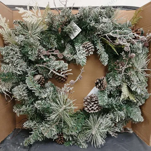 FROSTED CONE WREATH PRE LIT
