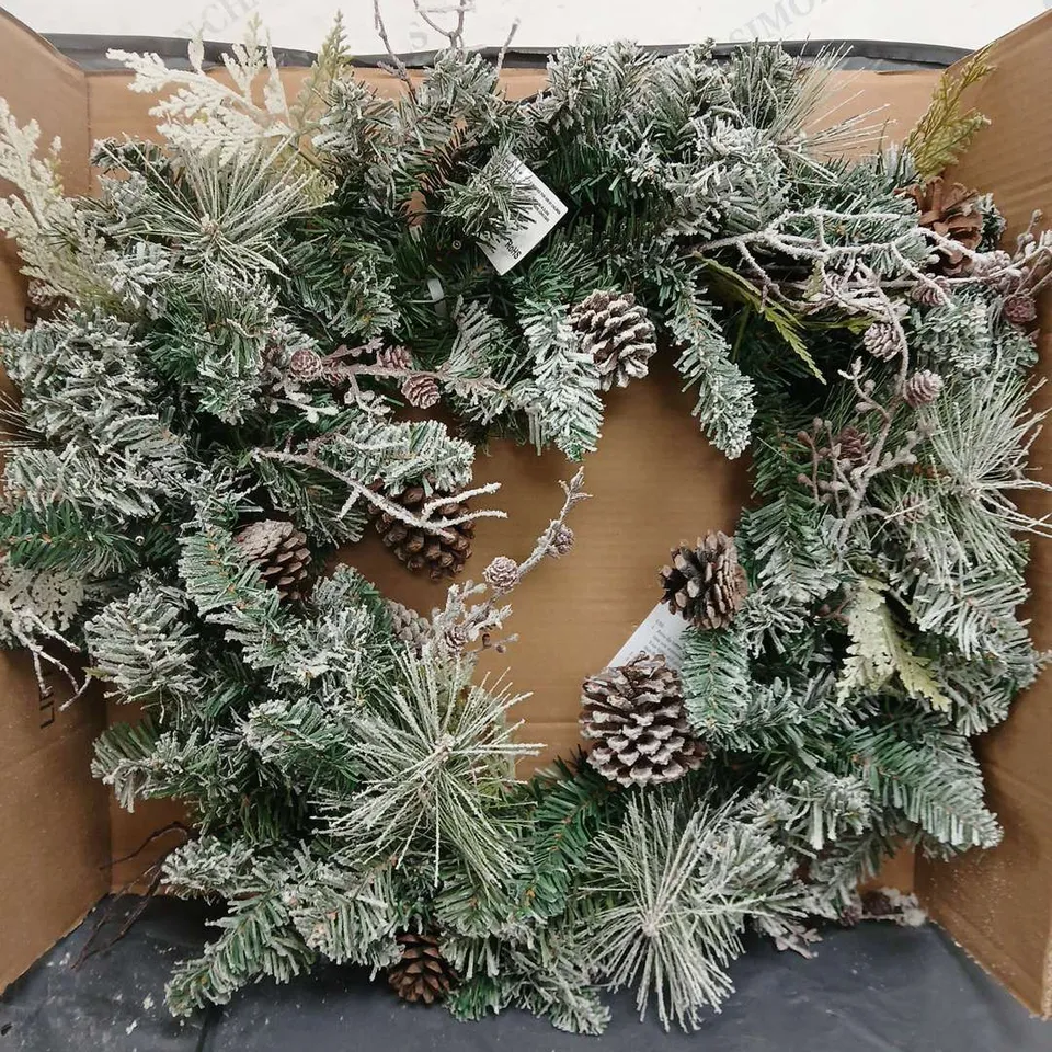 FROSTED CONE WREATH PRE LIT RRP £39.99