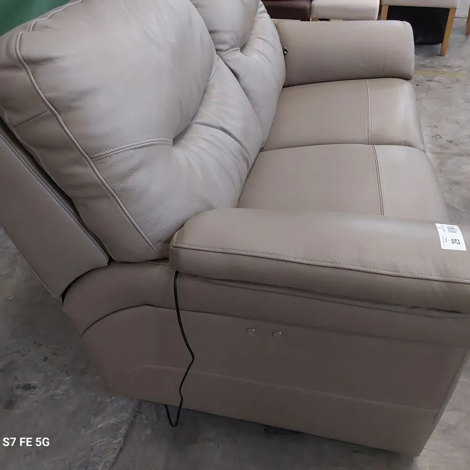 QUALITY BRITISH DESIGNER G PLAN WASHINGTON POWER RECLINING TWO SEATER SOFA CAPRI MUSHROOM LEATHER 