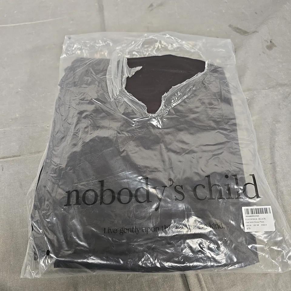 NOBODY'S CHILD OAK MIDI DRESS PLAIN – BLACK, UK 10 (EU 38)