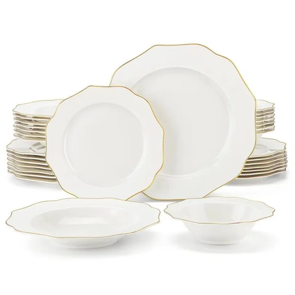 BOXED 32 PIECE PORCELAIN CHINA DINNERWARE SET (1 BOX)
