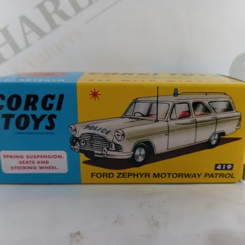 BOXED CORGI MODEL CLUB 419 FORD ZEPHYR MOTORWAY PATROL POLICE CAR DIECAST