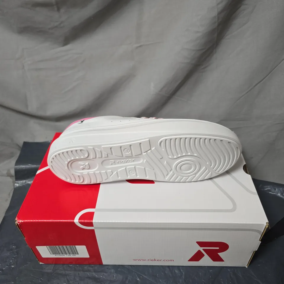 RIEKER WHITE SNEAKERS WITH PINK LACES – WOMEN'S CASUAL TRAINERS SIZE EU 41