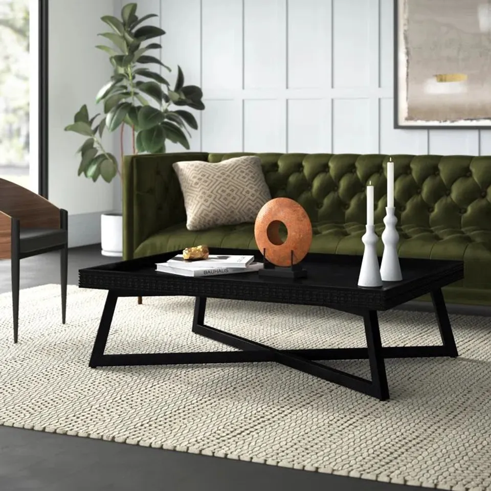 BOXED CASSILYN SOLID WOOD TRESTLE COFFEE TABLE