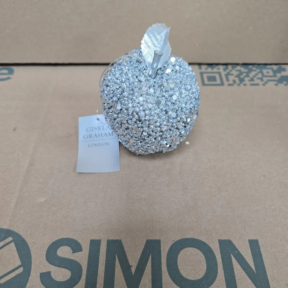 GISELA GRAHAM LONDON GLITTER APPLE BAUBLE – BOX OF 24 -  SILVER