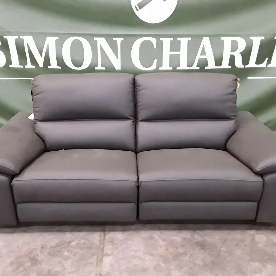 DESIGNER 3 SEATER ELECTRIC RECLINER SOFA - DARK GREY LEATHER