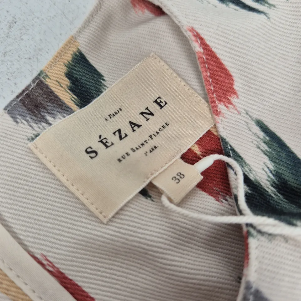 UK 10 (EU 38) SÉZANE BLOUSE – ABSTRACT FLORAL PRINT, LONG SLEEVE