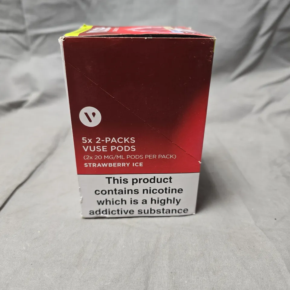 VUSE STRAWBERRY ICE NICOTINE VAPE PODS – 5X 2-PACKS (2X20 MG/ML PER PACK)
