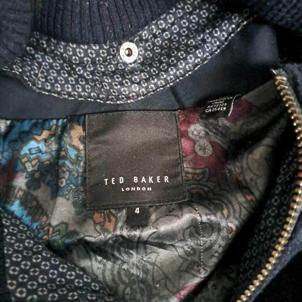 TED BAKER TWO LAYER JACKET IN NAVY - SIZE 4
