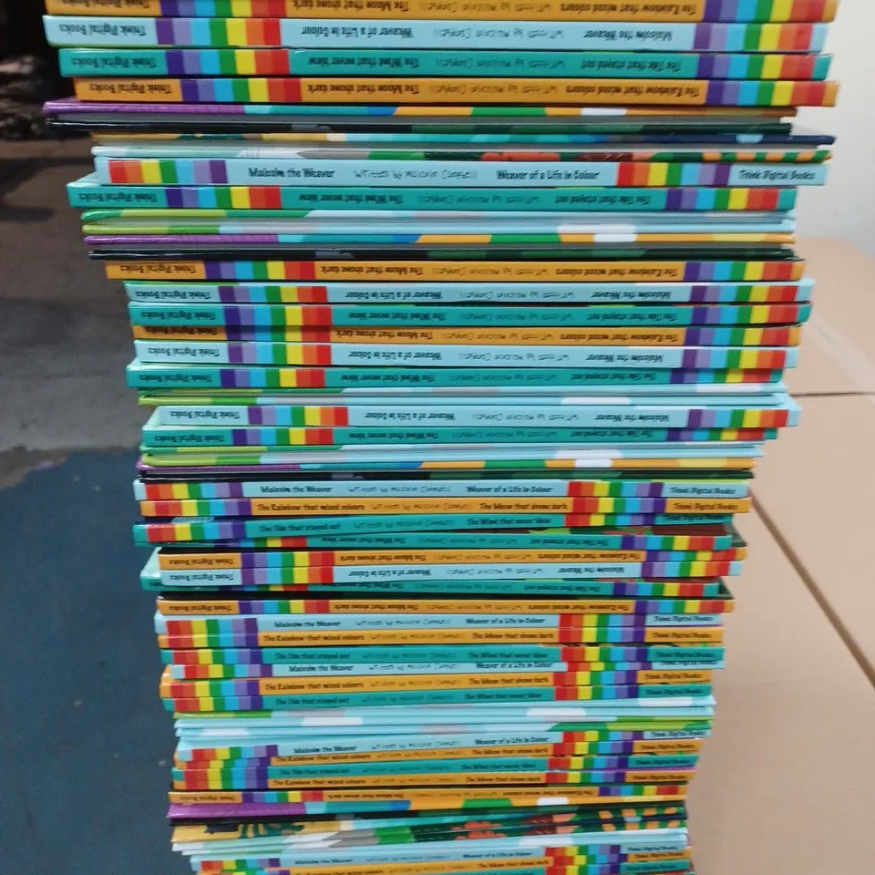 LARGE QUANTITY OF ASSORTED BOOKS TO INCLUDE EVERYDAY SEXISM, QUEEN OF STORMS BY RAYMOND DEIST AND MULTIPLE RELIGIOUS AND MALCOLM THE WEAVER BOOKS