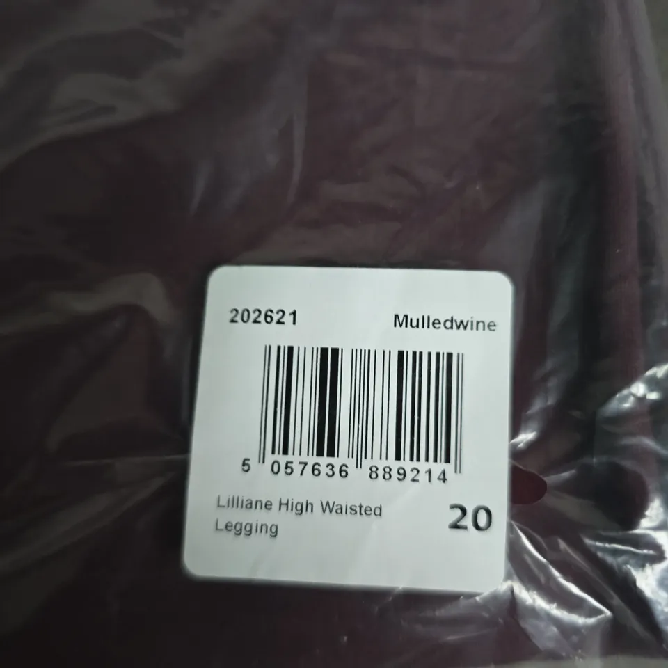 WEIRD FISH LILIANE HIGH WAISTED LEGGING – MULLEDWINE – UK SIZE 20