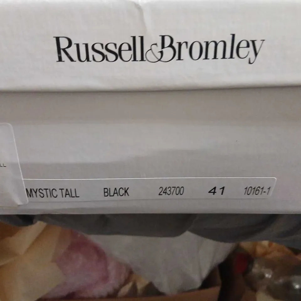 RUSSELL & BROMLEY MYSTIC TALL BLACK SUEDE KNEE-HIGH BOOTS – UK 7