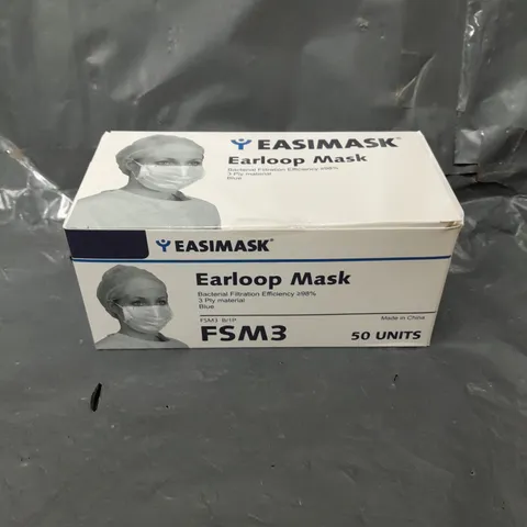 APPROXIMATELY 30 BOXES OF EASIMASK FSM3 EARLOOP MASKS - 50 MASKS PER BOX 