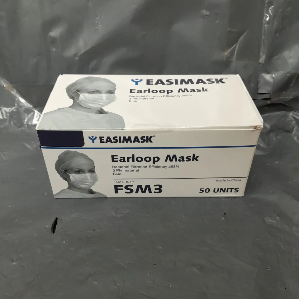 APPROXIMATELY 30 BOXES OF EASIMASK FSM3 EARLOOP MASKS - 50 MASKS PER BOX 