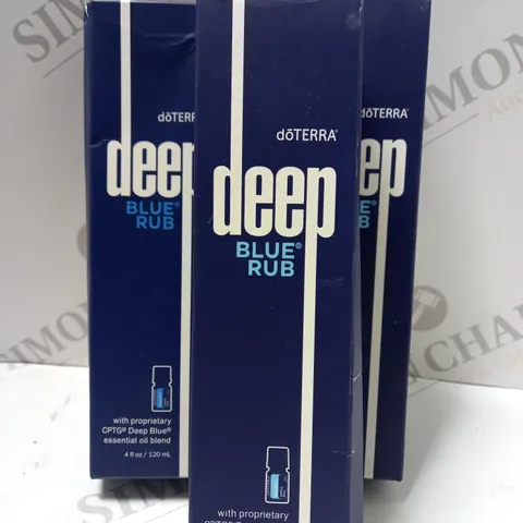 BOX OF APPROX 7 X 120ML DOTERRA DEEP BLUE RUB WITH PROPRIETARY ESSENTIAL OIL BLEND