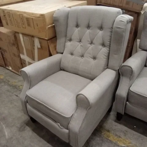 DESIGNER PUSH-BACK RECLINER ARMCHAIR - GREY FABRIC