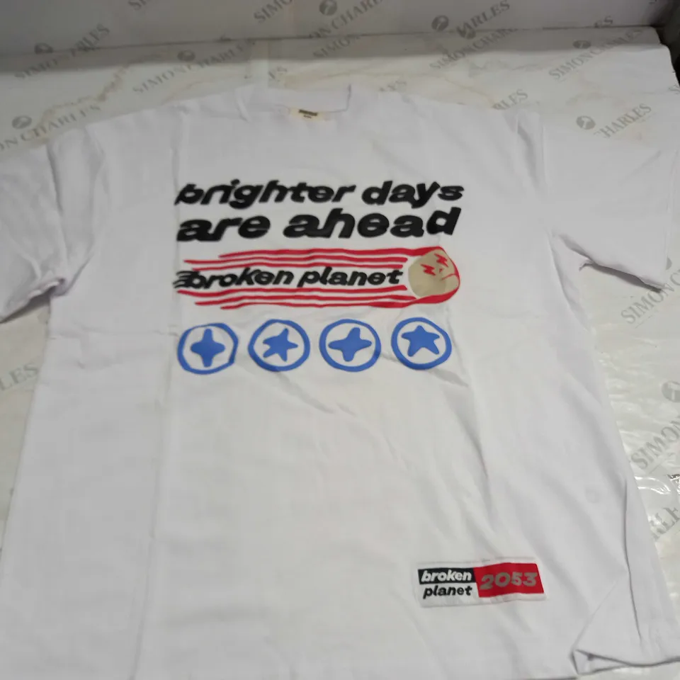 BROKEN PLANET BRIGHTER DAYS ARE AHEAD T-SHIRT - LARGE