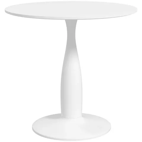 BOXED MODERN ROUND DINING TABLE FOR 2 WITH STEEL BASE, NON-SLIP FOOT PAD, WHITE