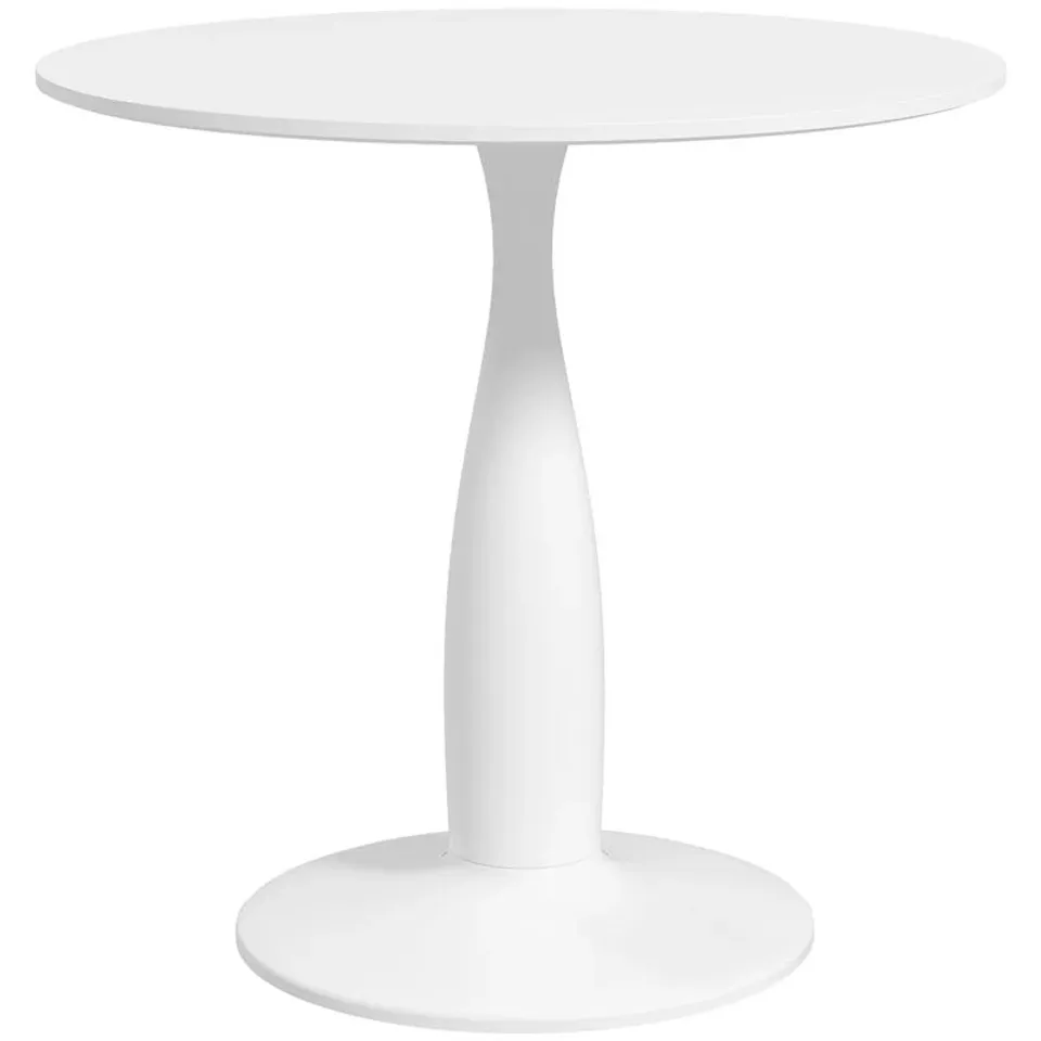 BOXED MODERN ROUND DINING TABLE FOR 2 WITH STEEL BASE, NON-SLIP FOOT PAD, WHITE