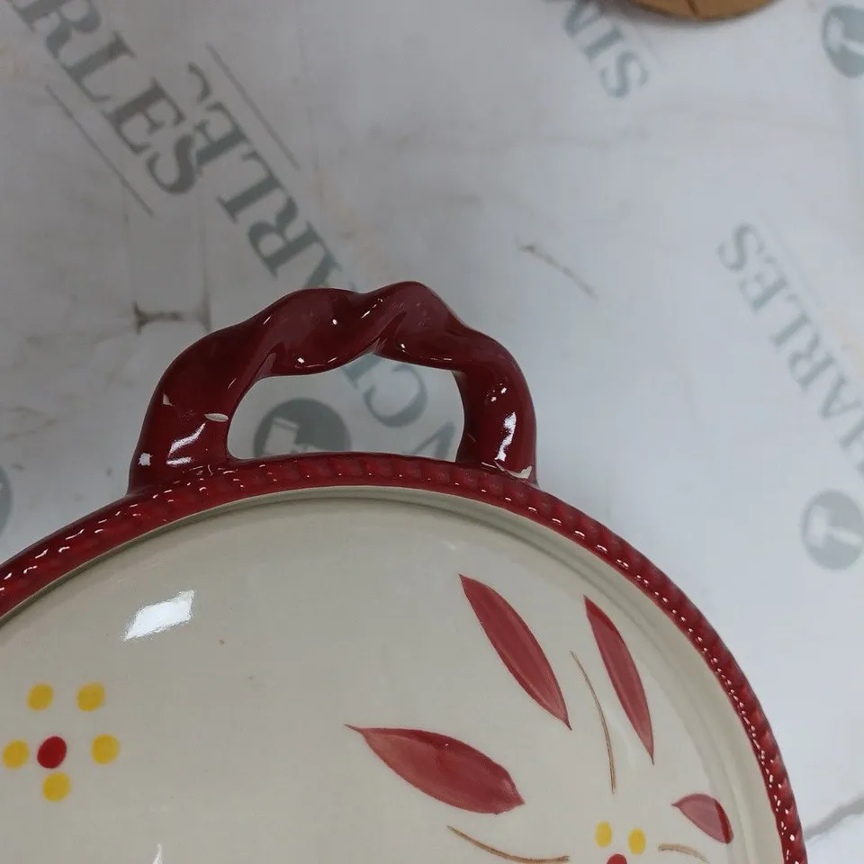 TEMP-TATIONS CERAMIC ROUND CASSEROLE BAKERS CRANBERRY 