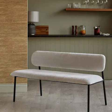 BOXED DANETTI CREE CREAM CHENILLE 3 SEATER DINING BENCH (1 BOX)