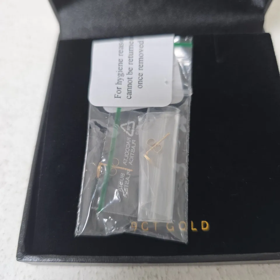 TUSCANY GOLD 9CT GOLD STUD EAR RINGS IN BLACK BOX