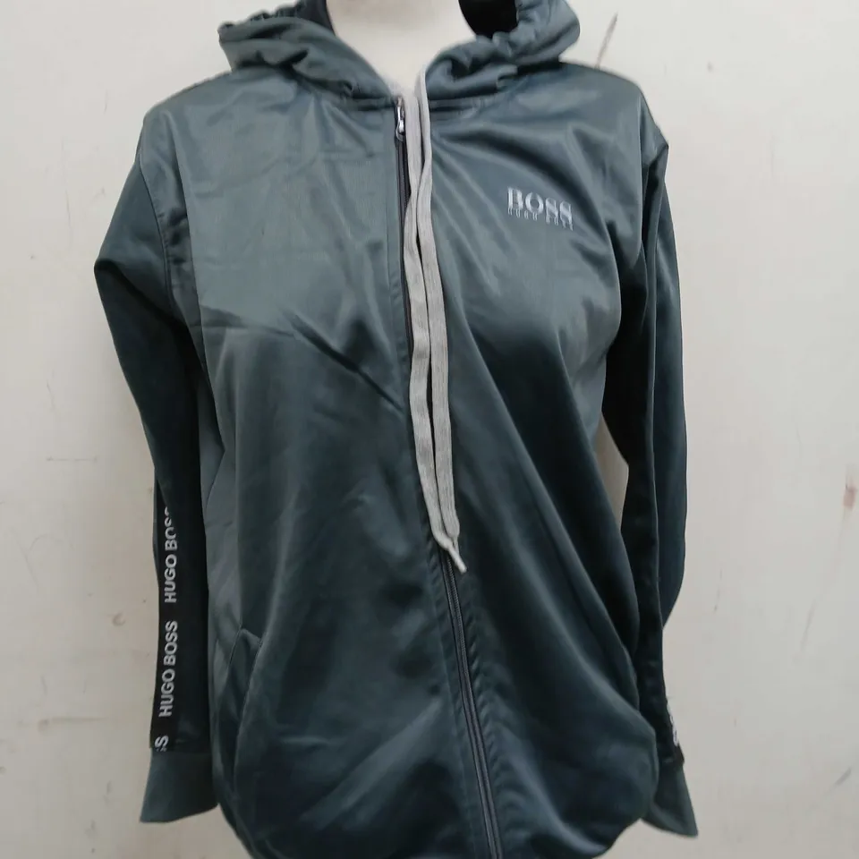 HUGO BOSS HOODIE JACKET IN GREY - SIZE LARGE