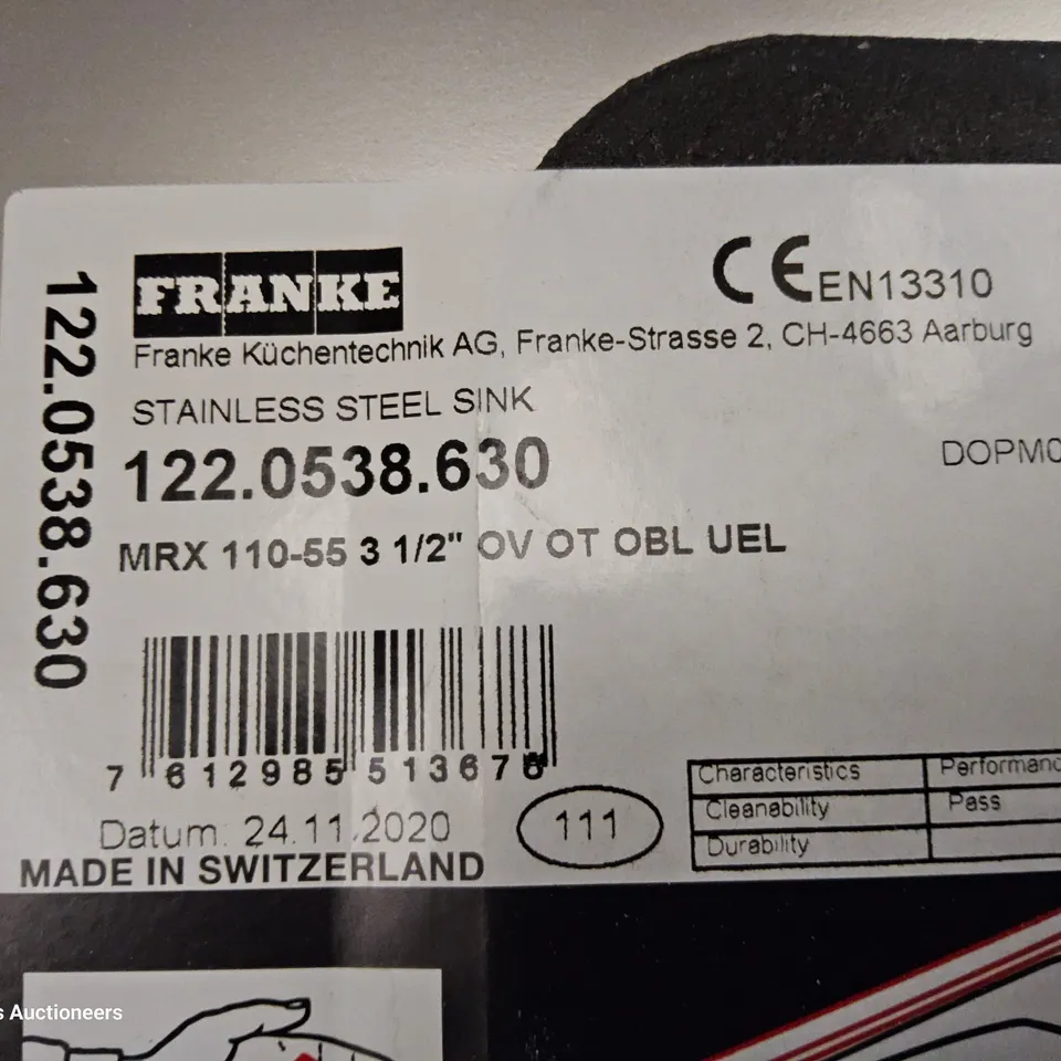 BOXED FRANKE 122.0538.630 STAINLESS STEEL SINK