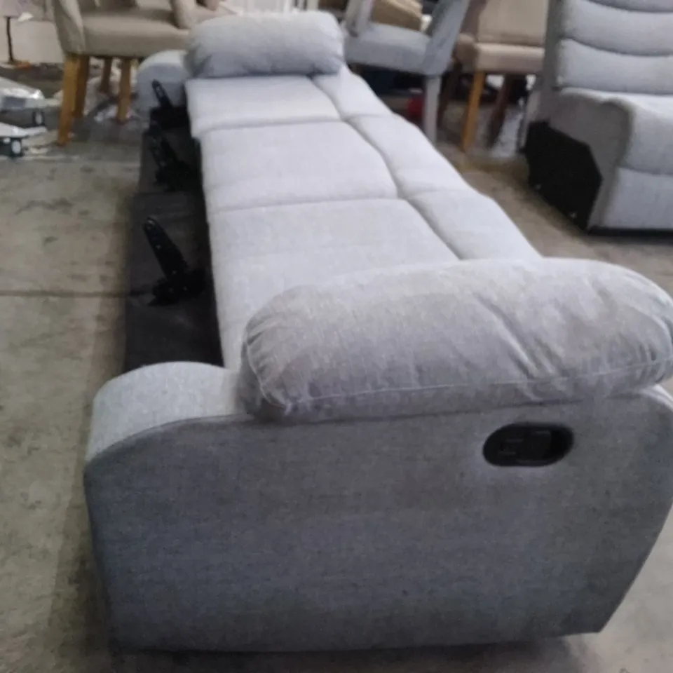 QUALITY DESIGNER 3 SEATER MANUAL RECLINER SOFA - GREY FABRIC (NO BACK)