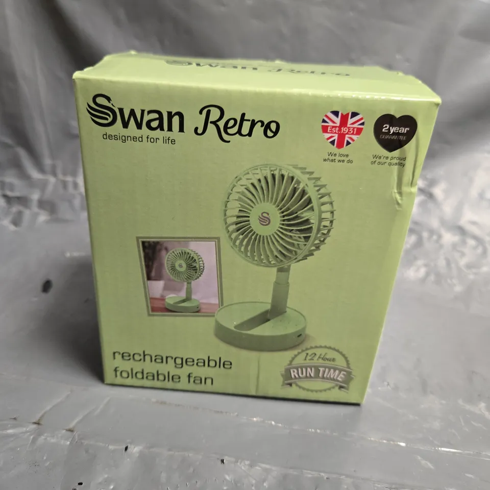 SWAN RETRO RECHARGEABLE FOLDABLE TABLE FAN