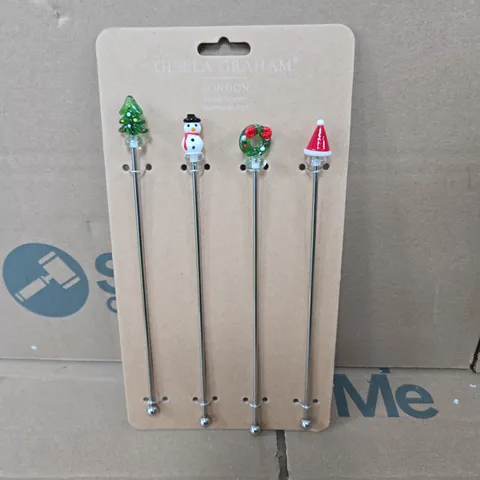 6 X GISELA GRAHAM FESTIVE DRINK STIRRERS 