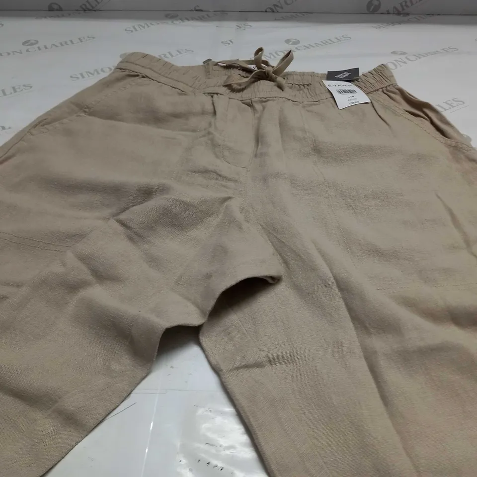 EVANS LINEN BLEND TROUSERS IN BEIGE - UK 14