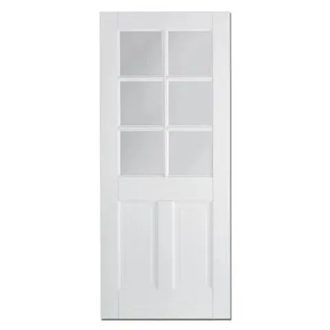 CANTERBURY 2P 6L GLAZED PRIMED WHITE INTERNAL DOOR - 35MM x 78" x 30"