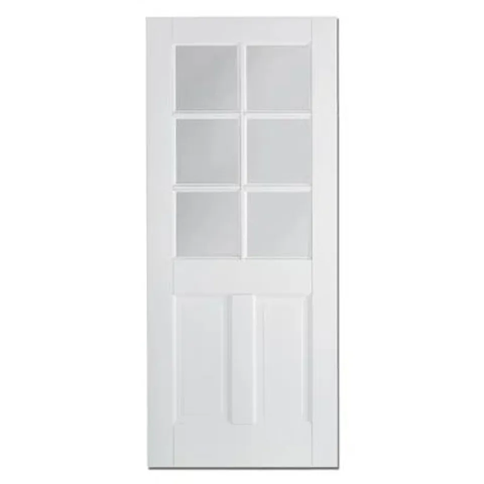 CANTERBURY 2P 6L GLAZED PRIMED WHITE INTERNAL DOOR - 35MM x 78" x 30"