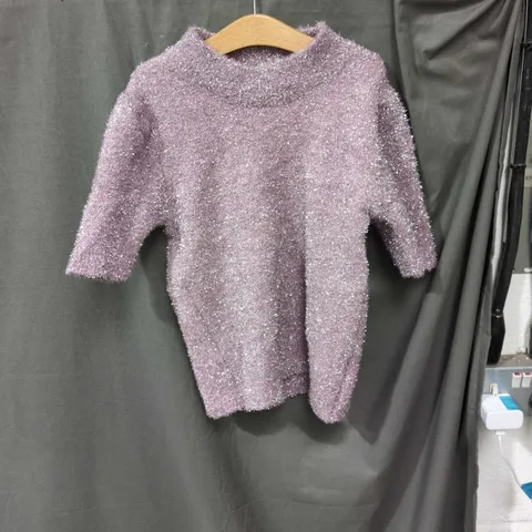 ZUDIO GLITTER KNIT TOP – LAVENDER PINK, LONG SLEEVE (UK SIZE UNKNOWN)