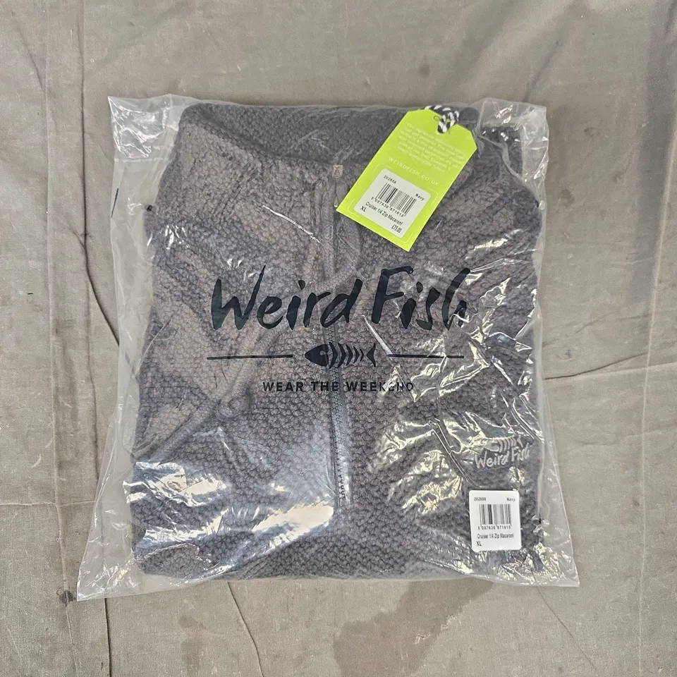 WEIRD FISH CRUISER 1/4 ZIP MACARONI SWEATSHIRT IN GREY SIZE XL