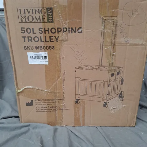 BOXED LIVING & HOME 50L SHOPPING TROLLEY IN BLACK 