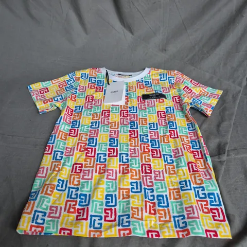 BALMAIN PARIS MULTICOLOUR PRINT SHORT-SLEEVE T-SHIRT - SIZE 10