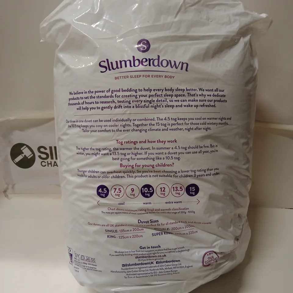 SLUMBERDOWN ALL SEASONS 3-IN-1 DUVET – DOUBLE 13.5 TOG (UK DOUBLE)