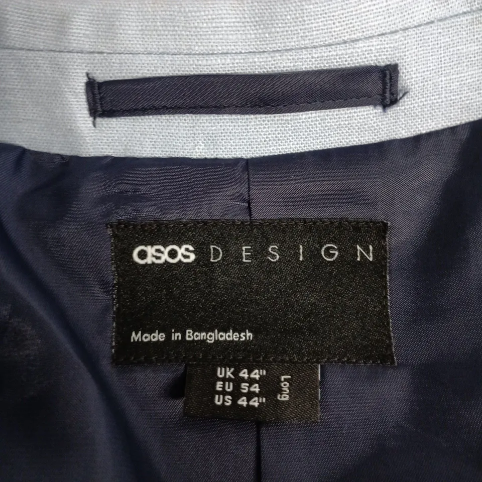 ASOS DESIGN LIGHT BLUE BLAZER JACKET, MEN'S – UK 44 (EU 54, US 44) – MADE IN BANGLADESH